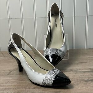 RIALTO Women's Madalie Pump,White Multi Exotic Print Patent Polyurethane sz 8.5M
